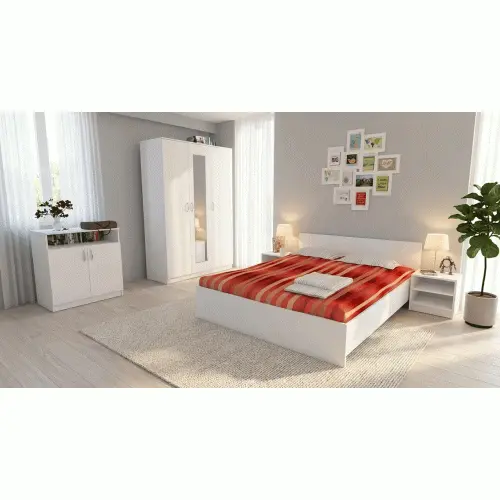 Dormitor Soft Alb cu pat 140x200 cm