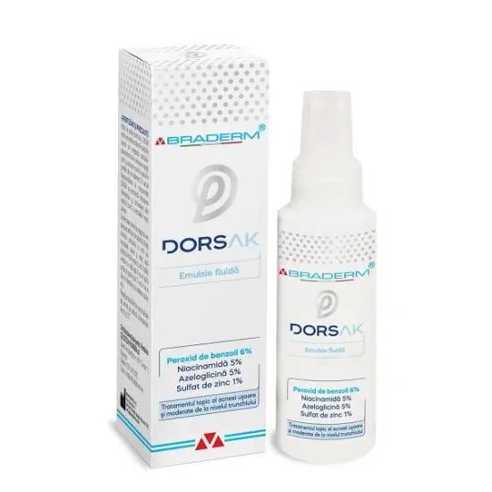 Dorsak spray emulsie acneea trunchiului, 100 ml, Braderm