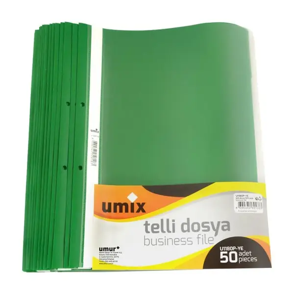 Dosar A4 plastic sina si perforatii 50 buc/set Umix Dosar A4 plastic sina si perforatii 50 buc/set Umix verde