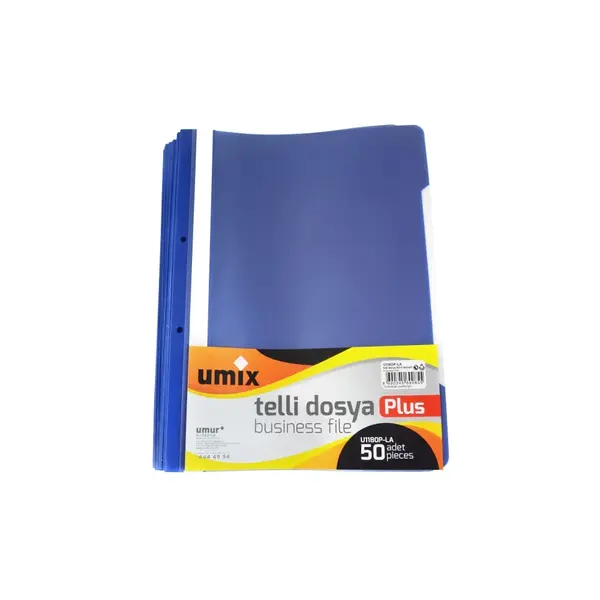 Dosar A4 plastic sina si perforatii 50 buc/set Umix Dosar A4 plastic sina si perforatii 50 buc/set Umix bleumarin