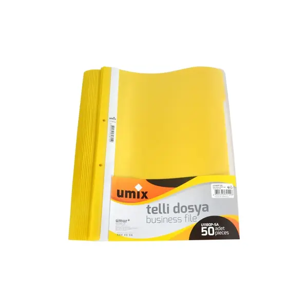 Dosar A4 plastic sina si perforatii 50 buc/set Umix Dosar A4 plastic sina si perforatii 50 buc/set Umix galben