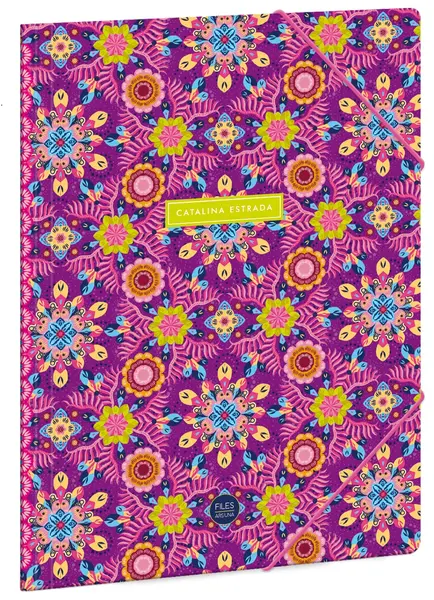 Dosar cu bandă elastică Ars Una Catalina Estrada - Pink flowers, A4