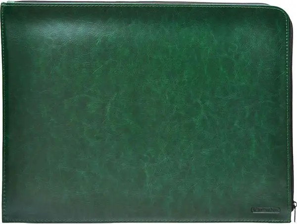 Dosar cu fermoar OfBox Dynamic - A4, piele, verde