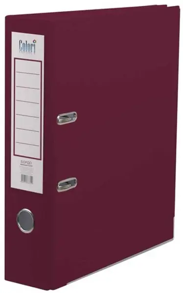 Dosar cu inele Colori - 8 cm, bordo, fără cant metalic