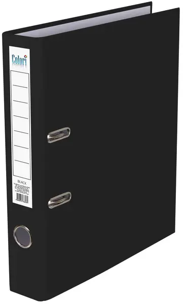 Dosar cu inele Colori - 8 cm, negru, cu cant metalic