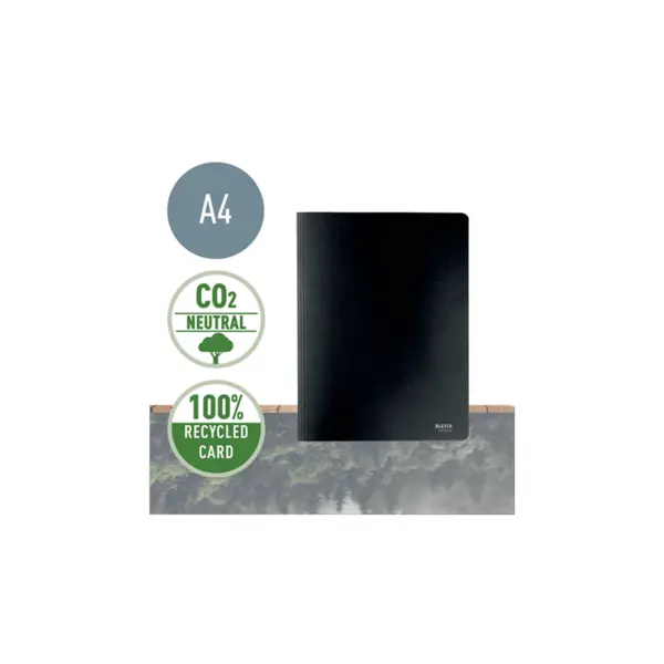 Dosar cu sina Leitz Recycle carton reciclat si reciclabil A4 250 coli negru Dosar cu sina Leitz Recycle carton reciclat A4 250 coli negru
