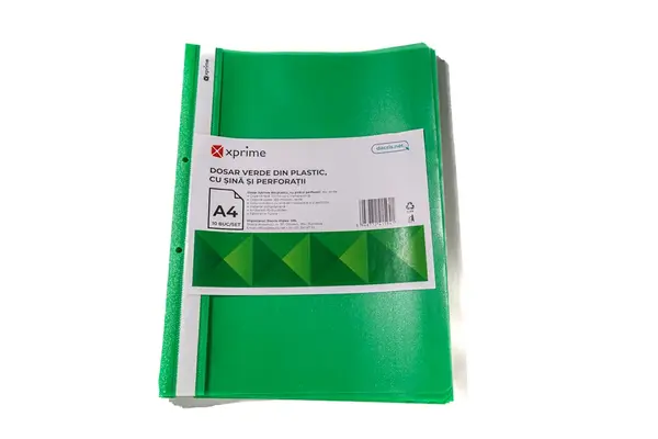 Dosar cu sina Xprime A4 plastic diverse culori 10 bucati/set Dosar cu sina Xprime A4 plastic diverse culori 10 bucati/set verde