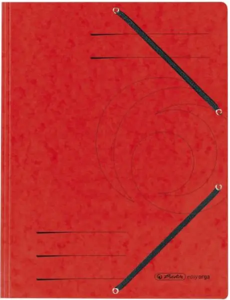 Dosar Herlitz - Quality, cu banda elastica si trei clape, rosu
