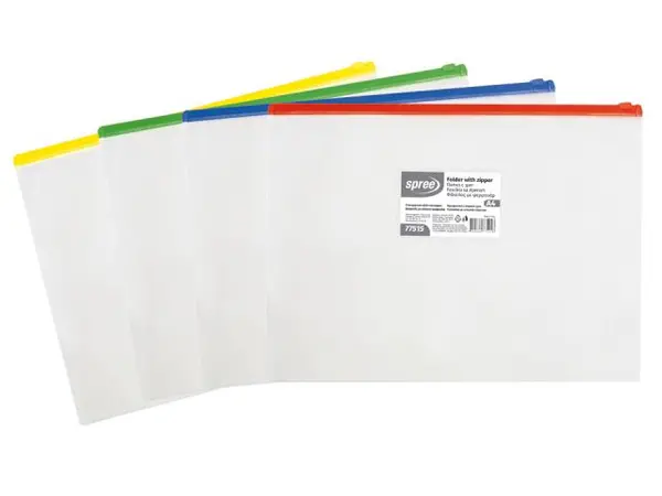 Dosar transparent cu fermoar Spree A4 galben