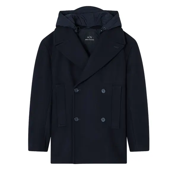 Double breasted pea coat with hood S