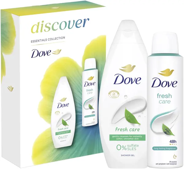 Dove Essential Care Set Discover - Gel de duș și deodorant, 250 + 150 ml