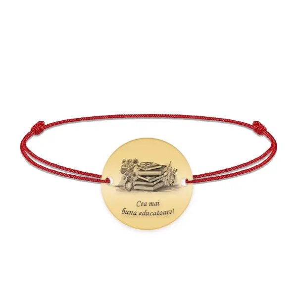 Doxa - Bratara personalizata snur educatoare din argint 925 placat cu aur galben 24K