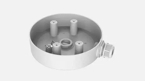 Doza conexiuni pentru camere PTZ 4inch Hikvision DS-1280ZJ-SD11, material aliaj de aluminiu, dimensiuni: Φ157.7 mm × 39.7 mm