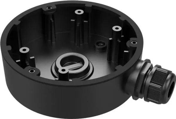 Doză de conexiuni pentru camere de supraveghere, aluminiu, negru, Ø120 mm, Hikvision DS-1280ZJ-DM46