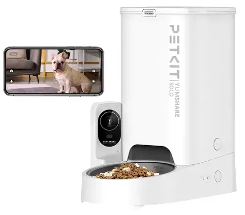 Dozator automat mancare animale de companie Petkit Yumshare Solo, cu camera, 3l, control prin aplicatie (Alb)