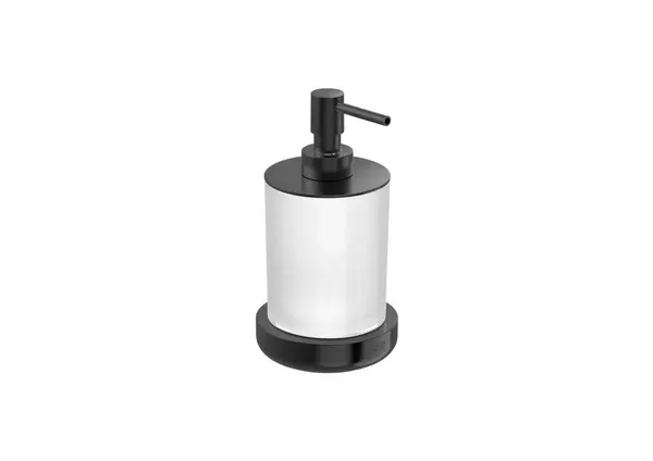 Dozator baie Roca Tempo A817026NM0, pe blat, 300 ml, metal/sticla, mat, Negru titan