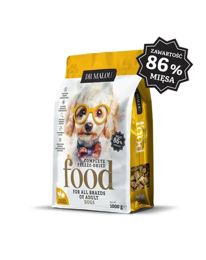 DR MALOU Hrană liofilizată pui cu dovleac 1 kg hrană uscată pentru câini
