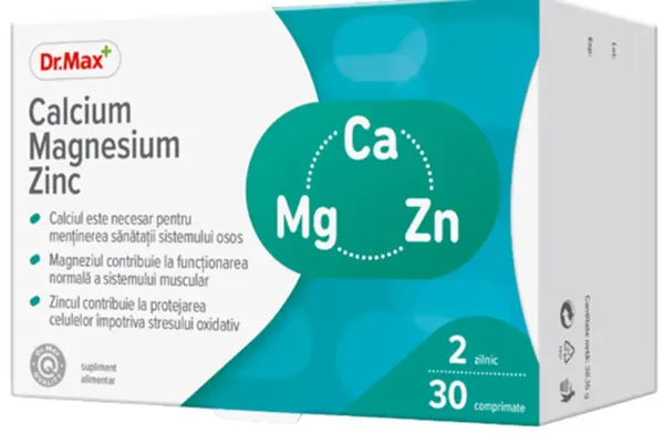 Dr. Max Calciu Magneziu Zinc, 30 comprimate