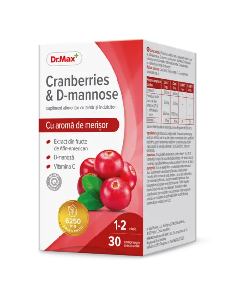 Dr. Max Cranberries & D-mannose, 30 comprimate