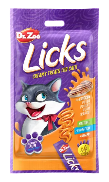 Dr Zoo Licks, recompense pisici, Pui, 4x15 g