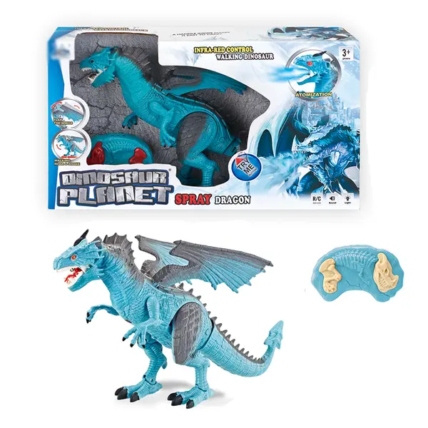 Dragon cu Telecomanda interactiv, LED, Efect vapori apa rece, 3 Ani+ Blue