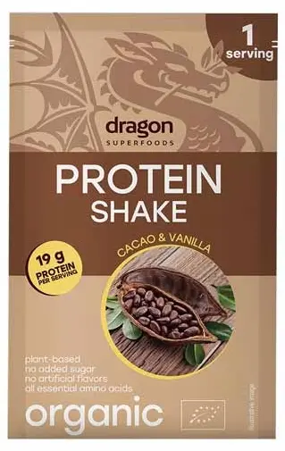Dragon Superfoods Shake proteic bio, cacao și vanilie, 30 g