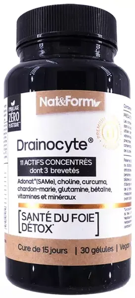Drainocyte Formulă pentru detoxifierea ficatului, 30 capsule, Nat&Form