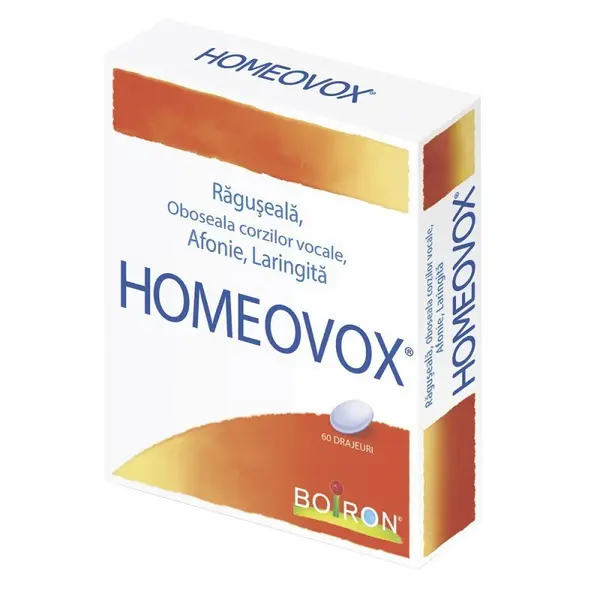 Drajeuri Homeopate, Boiron, Homeovox, Tratamentul Raguselii, Oboselii Corzilor Vocale, Laringitei, 60 drajeuri