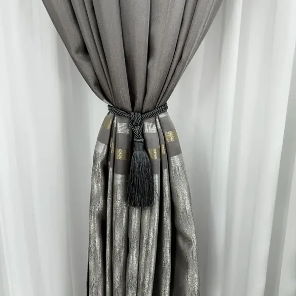 Draperie Elite, Satinata, Texturata, Gri, 140cm latime x 260cm inaltime, cu tiv lat pt bara