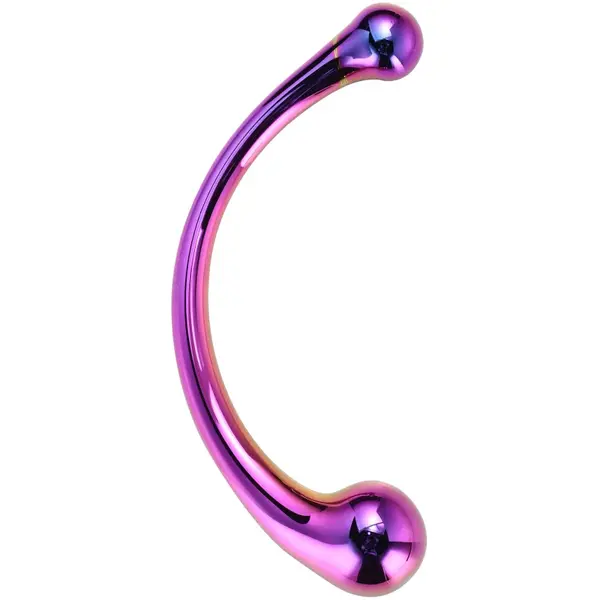 Dream Toys Glamour Glass Curved Wand dildo dublu rainbow 16.5 cm