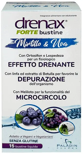 Drenax Forte Bustine Depurazione Împotriva retenției de lichide, 15 pliculețe, Paladin Pharma