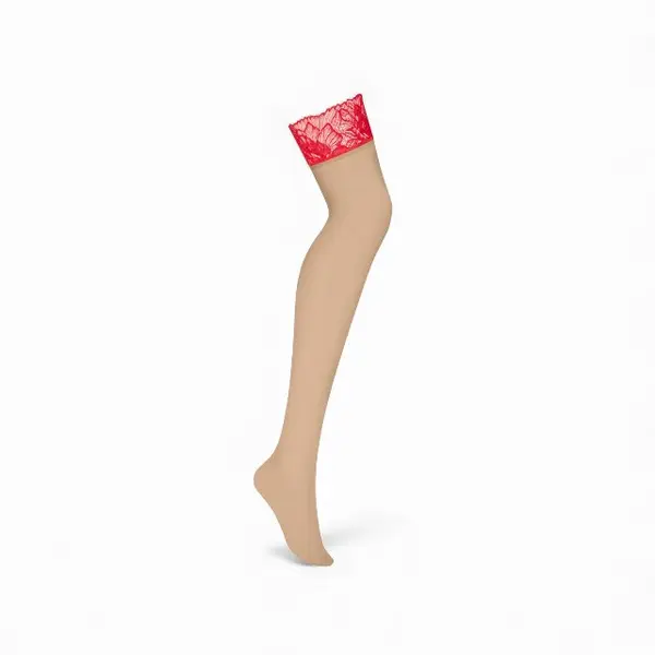 Dresuri sexy OBSESSIVE Matildea, design cu benzi de dantelă roșie, culoarea pielii, mărime L/XL
