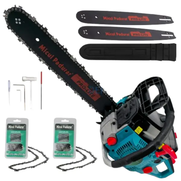 Drujba Micul Padurar 5200, 52CC, 2.7CP, 2 lame de 40cm si 2 Lanturi,pas 0.325, Pornire Rapida