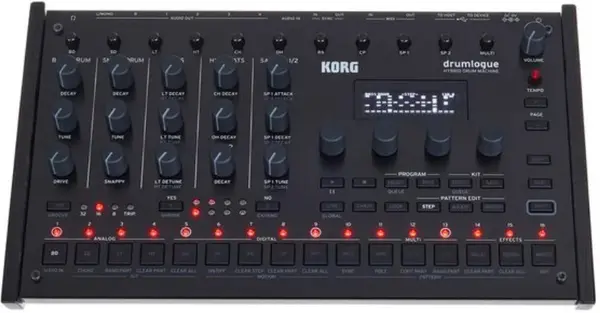 Drum machine hybrid Korg - Drumlogue, 11 voci, 64 pași, negru