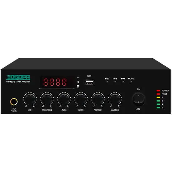 DSPPA Amplificator cu mixer 60W pe 100V, DSPPA MP60UB cu USB, FM & Bluetooth