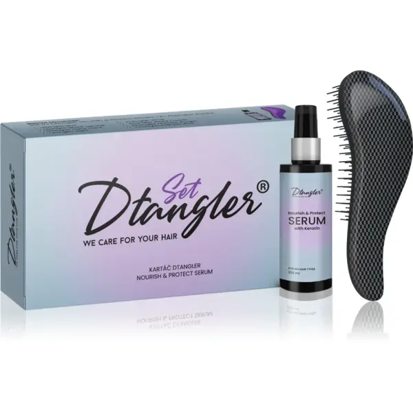 Dtangler We Care For Your Hair Set set cadou pentru păr Black Point 2 buc