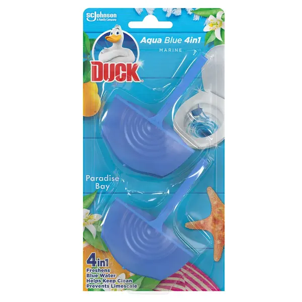 Duck Odorizant WC, 2 x 36 g, 4 in 1 Aqua Blue Marine Paradise Bay