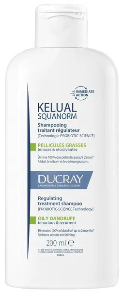 Ducray Kelual Squanorm Șampon de tratament reglator împotriva mătreții grase, 200 ml
