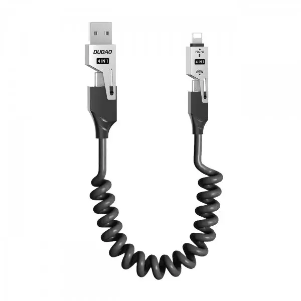 Dudao Cablu Date si Incarcare USB-A / USB-C - Lightning / USB-C Dudao L20 Pro, 65W, 1.5m, Negru