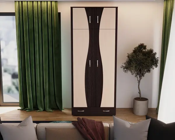 Dulap 2Usi S Despartitor Wenge Mesteacan 198x90x50 cm