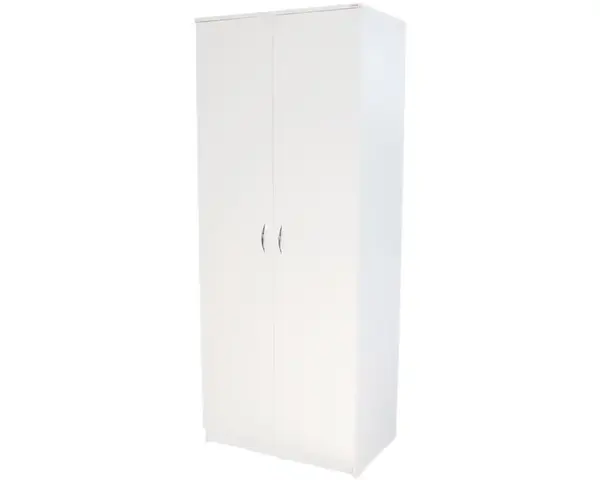 Dulap alb cu 2 usi si bara pentru haine - 200x80x52 cm