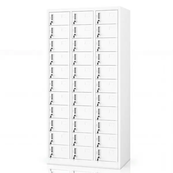 Dulap alb cu compartimente pentru angajati: OLIVER, 900 x 1850 x 450 mm Dulap cu casete de depozit pentru angajați alb, 900x1850x450 mm: OLIVER