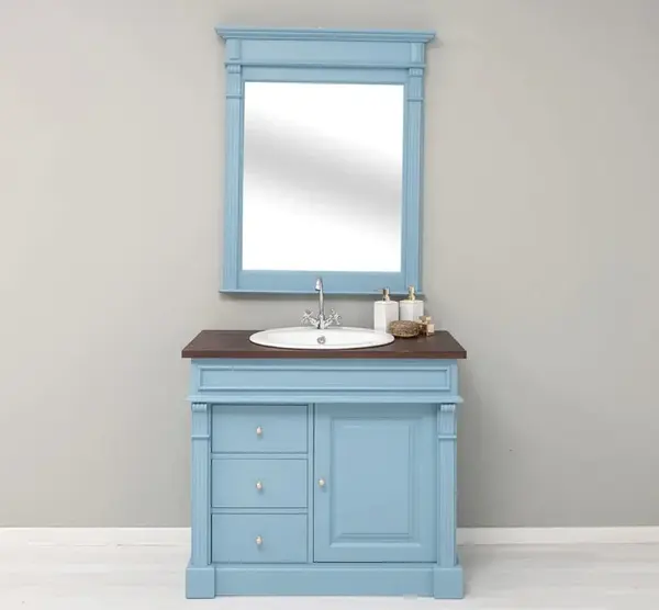Dulap baie ornamental cu 3 sertare si 1 usa, din stejar cu finisaj Dublu color