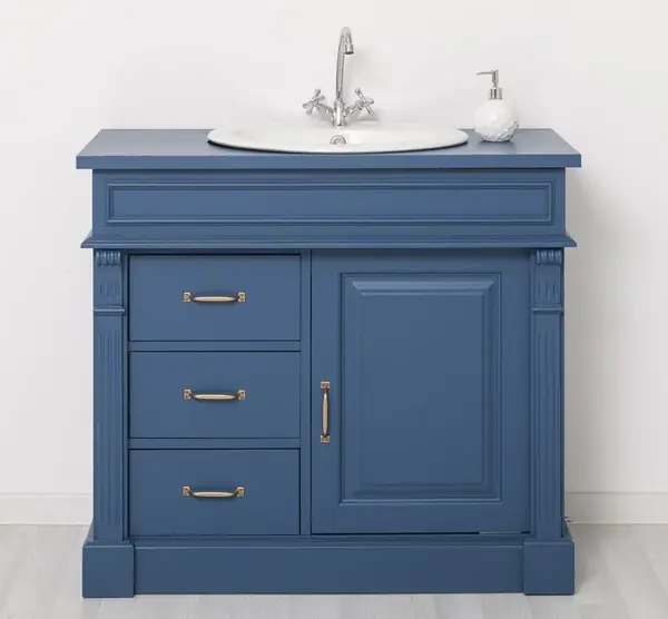 Dulap baie ornamental cu 3 sertare si 1 usa, din stejar, lavoar inclus in pret - Culoare_P113 - VOPSI cu finisaj Vopsit