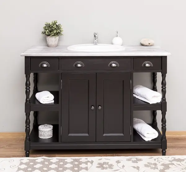 Dulap baie pentru lavoar cu 2 usi si 2 polite - lavoarul nu este inclus in pret cu finisaj Black / Slate Grey
