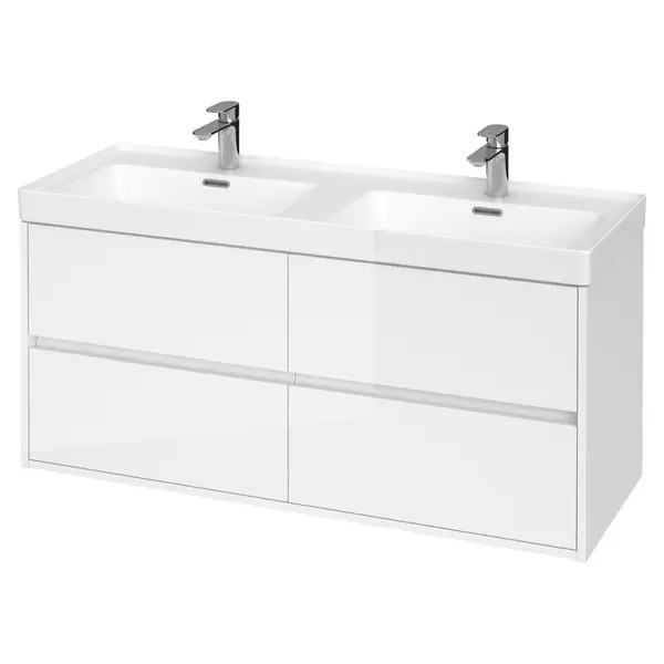 Dulap baie suspendat Cersanit Crea pentru lavoar incastrabil, 120 cm, alb, montat