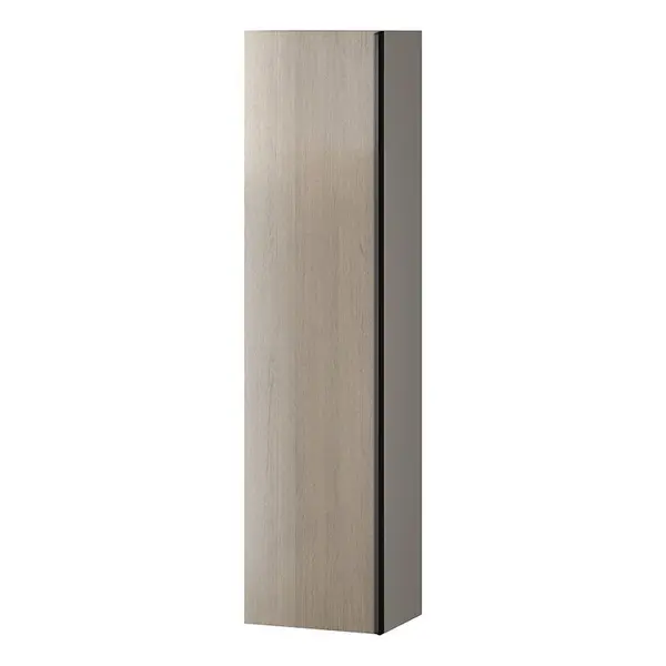 Dulap baie suspendat Cersanit Virgo, o usa, 160 cm, stejar maner negru, montat