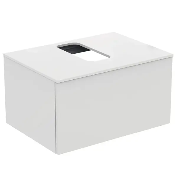 Dulap baie suspendat Ideal Standard Adapto pentru lavoar, 70 cm, alb lucios, blat cu decupaj