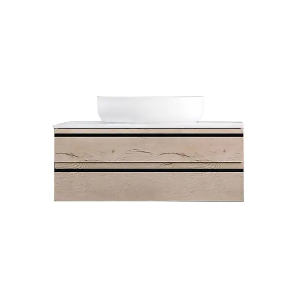 Dulap baie suspendat Kolpasan Alexis 80 cm, pentru lavoar pe blat, stejar