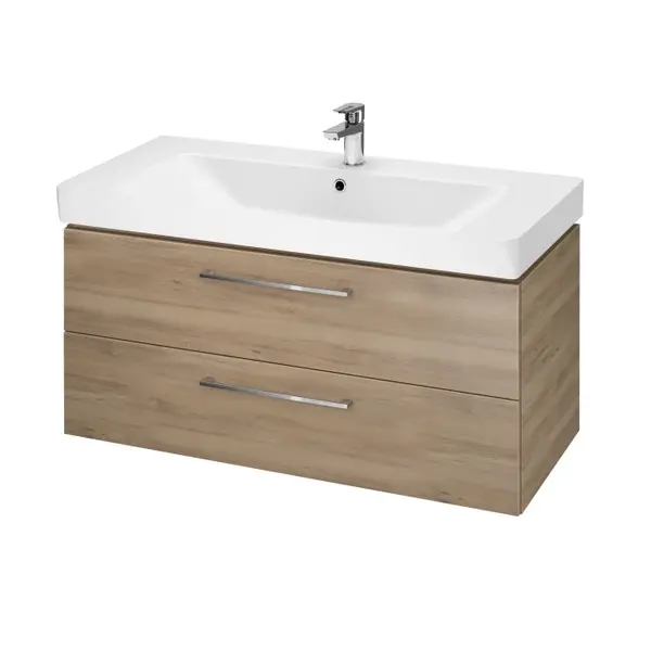 Dulap baie suspendat pentru lavoar 100 cm, nuc, Cersanit Lara